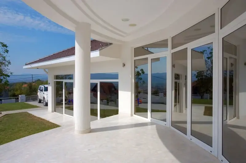 Modern home with tinted windows