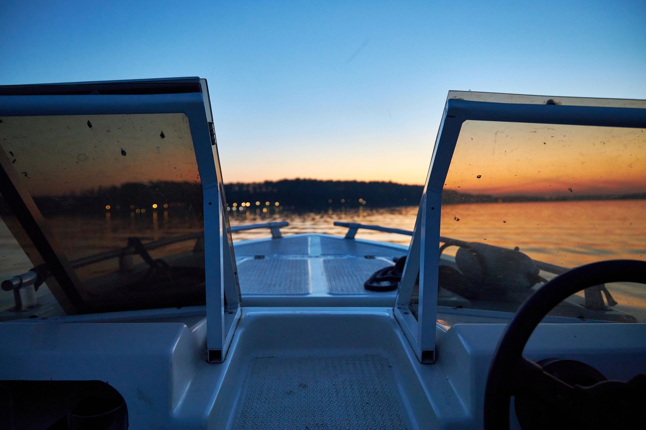 Tinted boat on Newport News waterfront